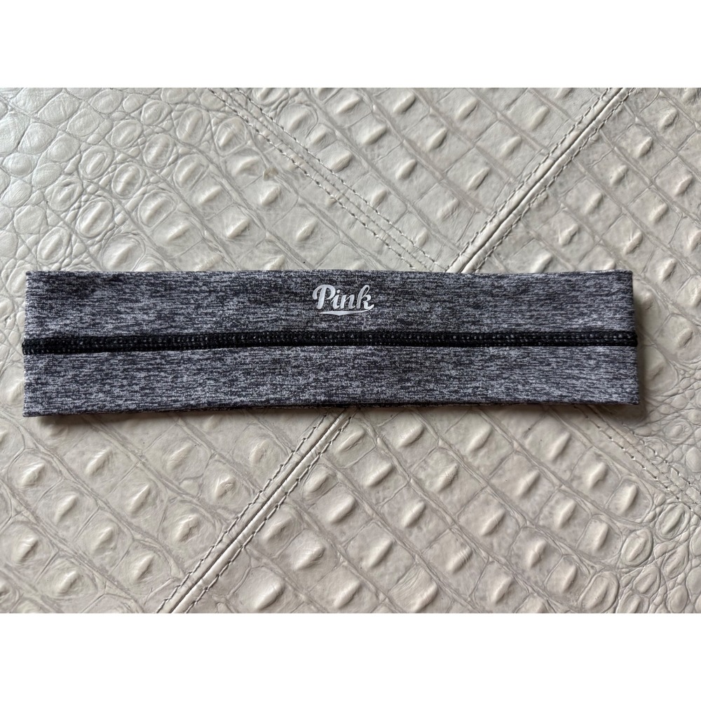 PINK Victoria's Secret Headband Gray Black Athletic Sport Workout Hair Accessory